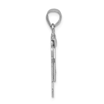 Rhodium Over 14k White Gold Diamond Kid Pendant