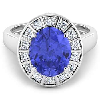 3.85ctw Violet Tanzanite and Diamond 14K White Gold Halo Ring
