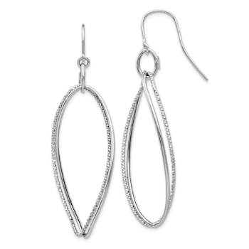 Rhodium Over 14k White Gold Textured Twisted Dangle Earrings