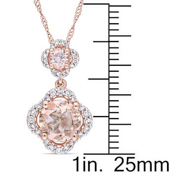 Morganite & Diamond 14K Rose Gold Quatrefoil Tiered Pendant 1.53ctw