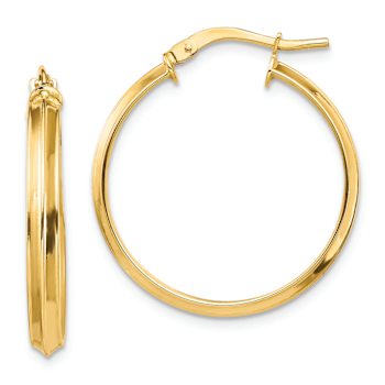 14k Yellow Gold 1" Polished Large Hoop Earrings