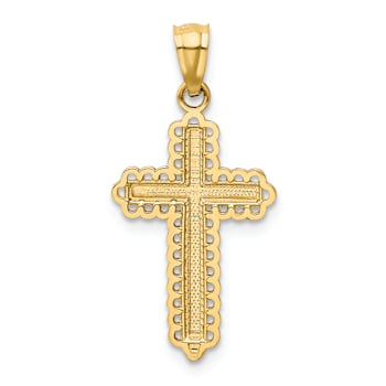 14K Two-tone Gold Diamond-Cut Cross Pendant
