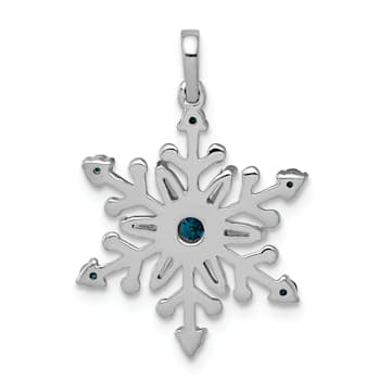 14K White Gold 1/4ct. Blue and White Diamond Snowflake Pendant