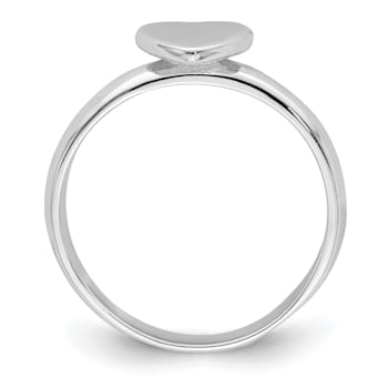 Rhodium Over Sterling Silver Polished Heart Children's Ring