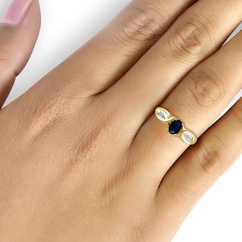 Black Sapphire 14K Gold Over Sterling Silver Ring 0.56ctw