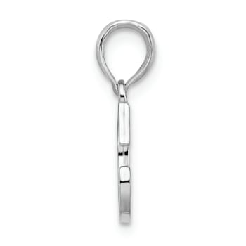 Sterling Silver Polished Block Initial -C- Pendant