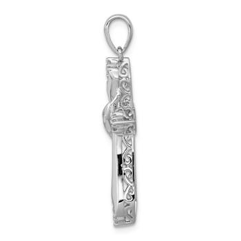 Rhodium Over 14k White Gold Diamond Cross Pendant