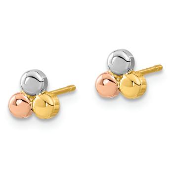 14k Yellow Gold, 14k White Gold and 14k Rose Gold Circle Button Earrings