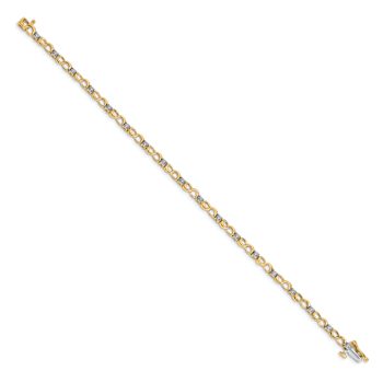 10k Yellow Gold and 10k White Gold Diamond Figure 8 Link Bracelet