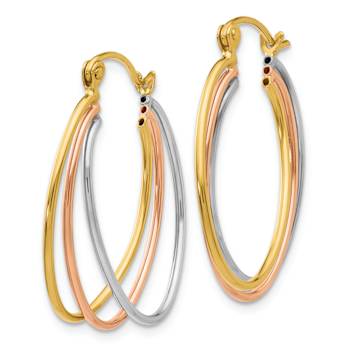 14k Yellow Gold, 14k White Gold and 14k Rose Gold 1/2" Hoop Earrings