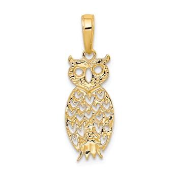 14K Yellow Gold Owl Pendant