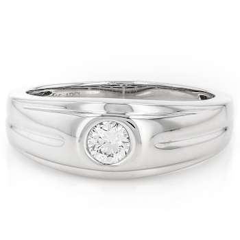 Timeless Lab-Grown Diamond Men's Solitaire Ring In Sterling Silver