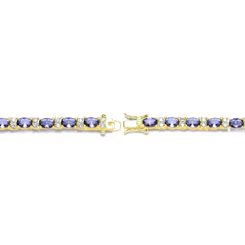 Amethyst Color CZ Tennis Bracelet In 14K Gold Over Sterling Silver