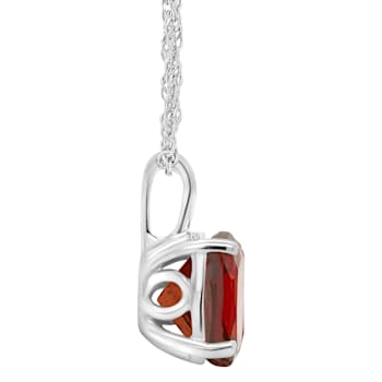 8mm Round Garnet Rhodium Over Sterling Silver Pendant With Chain