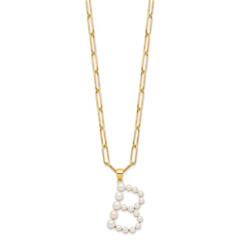 Gold Tone Sterling Silver 3-5.5mm Freshwater Cultured Pearl LETTER B
18-inch Necklace