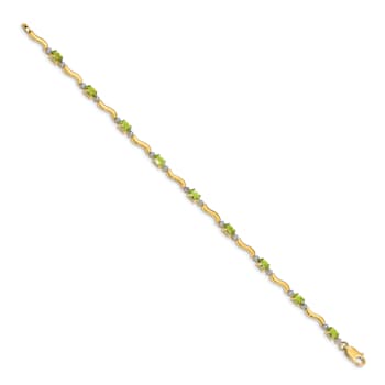14k Yellow Gold and Rhodium Over 14k Yellow Gold Fancy Diamond and
Peridot Bracelet