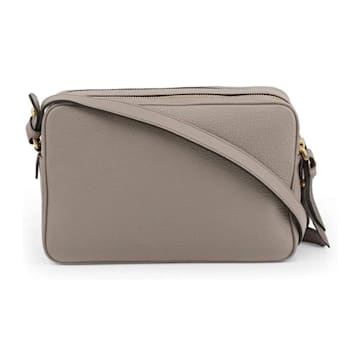 Prada Argilla Grey Vitello Phenix Leather Double Zip Crossbody Bag