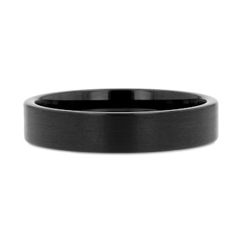 SAN ANTONIO Flat Black Tungsten Carbide Band with Brushed Finish 4mm