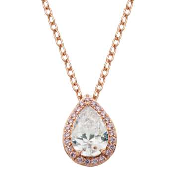 White and Pink Cubic Zirconia 14k Rose Gold Over Brass Pendant With
Chain 3.69ctw