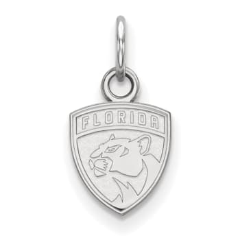 Rhodium Over Sterling Silver NHL LogoArt Florida Panthers Extra Small Pendant