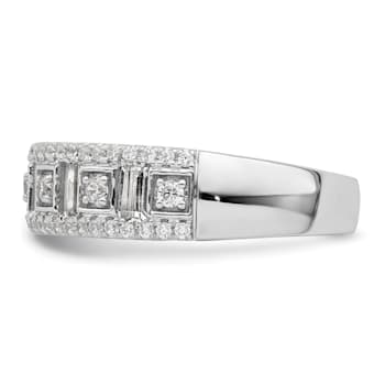 Rhodium Over 14K White Gold Diamond Band 0.86ctw