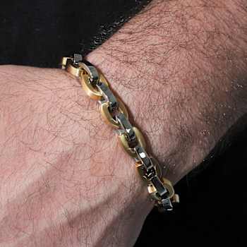 Robert Alton Men's Two-Tone Horseshoe Link 10mm Bracelet In Two-Tone
Stainless Steel