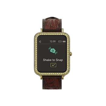 Wrangler Smart Watch Square Antique Gold Tone with Teal Brown Floral
Pattern Strap