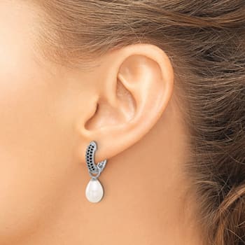 Rhodium Over Sterling Silver 7-8mm FWC Pearl/Cubic Zirconia
Interchangeable Earrings Set