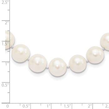 Rhodium Over Sterling Silver 10-11mm White Freshwater Cultured Pearl Necklace