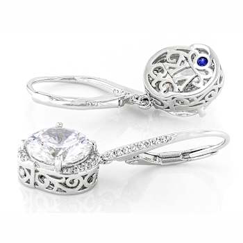 CZ Drop Earrings In Platinum-Enhanced Sterling Silver 6.28ctw