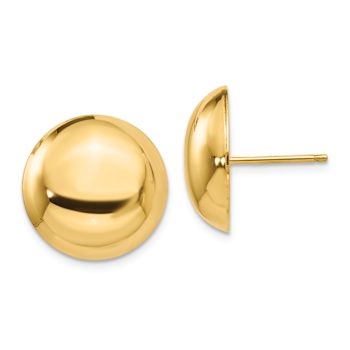 14k Yellow Gold 15.5mm Button Earrings