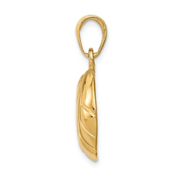 14k Yellow Gold Polished and Textured Open-backed Volleyball Pendant