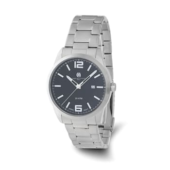 Charles Hubert Stainless Steel Black Dial Watch