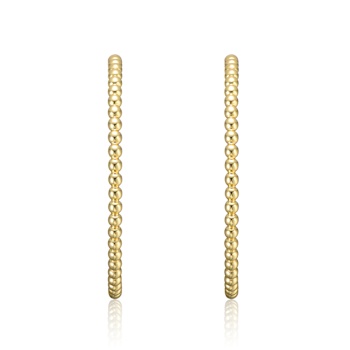 Textured Bead C-Hoop Earrings In 14K Gold Over Brass