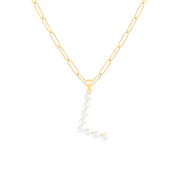 Letter L Initial Cultured Freshwater Pearl 18K Gold Over Sterling Silver
Pendant With  18" Chain