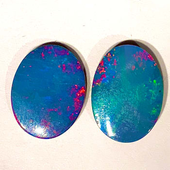 Opal on Ironstone 13x10mm Oval Doublet Set of 2 6.00ctw