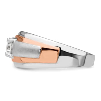 14K Two-tone Rose and White Gold Lab Grown Diamond SI1/SI2, G H I, Men's Ring
