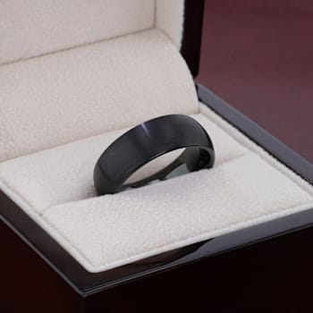 RAIDER Domed Brush Finished Black Tungsten Wedding Band 8mm