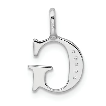 14K White Gold Diamond Letter G Initial Pendant