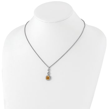 Sterling Silver with Gold-tone Flash Gold-plated Citrine Necklace