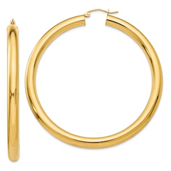 14k Yellow Gold Polished 2 3/8" Tube Hoop Earrings