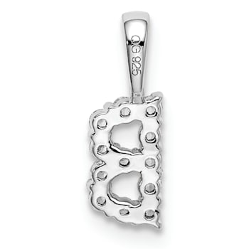 Rhodium Over 14K White Gold Lab Grown Diamond Letter B Initial Pendant