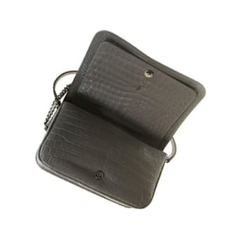 Saint Laurent Charlotte Crocodile Embossed Leather Grey Crossbody Bag