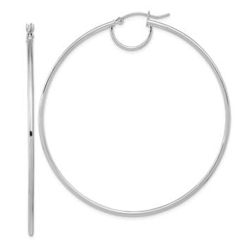 Rhodium Over 14k White Gold Polished 2 1/2" Fancy Hoop Earrings