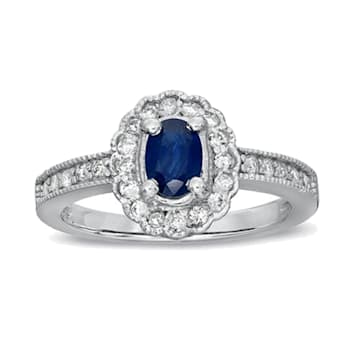 0.75ctw Sapphire and Diamond Ring in 14k White Gold