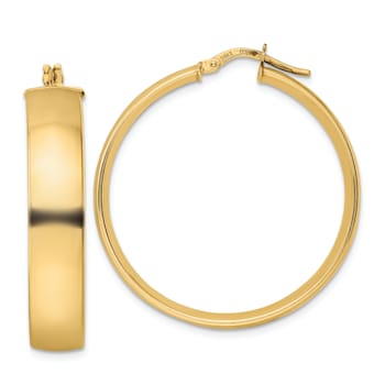 14k Yellow Gold Polished 1 5/16" Hoop Earrings