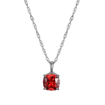 Red And White Cubic Zirconia Platinum Over Silver January Birthstone
Pendant With Chain 7.23ctw