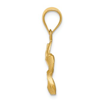 14k Yellow Gold Diamond-Cut and Satin Plumeria Pendant