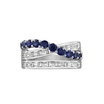 Lab Created Blue Saphhire And White Cubic Zirconia Platinum Over
Sterling Silver Ring 2.54ctw