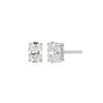 Oval Moissanite Platineve Stud Earrings 1.00ctw DEW